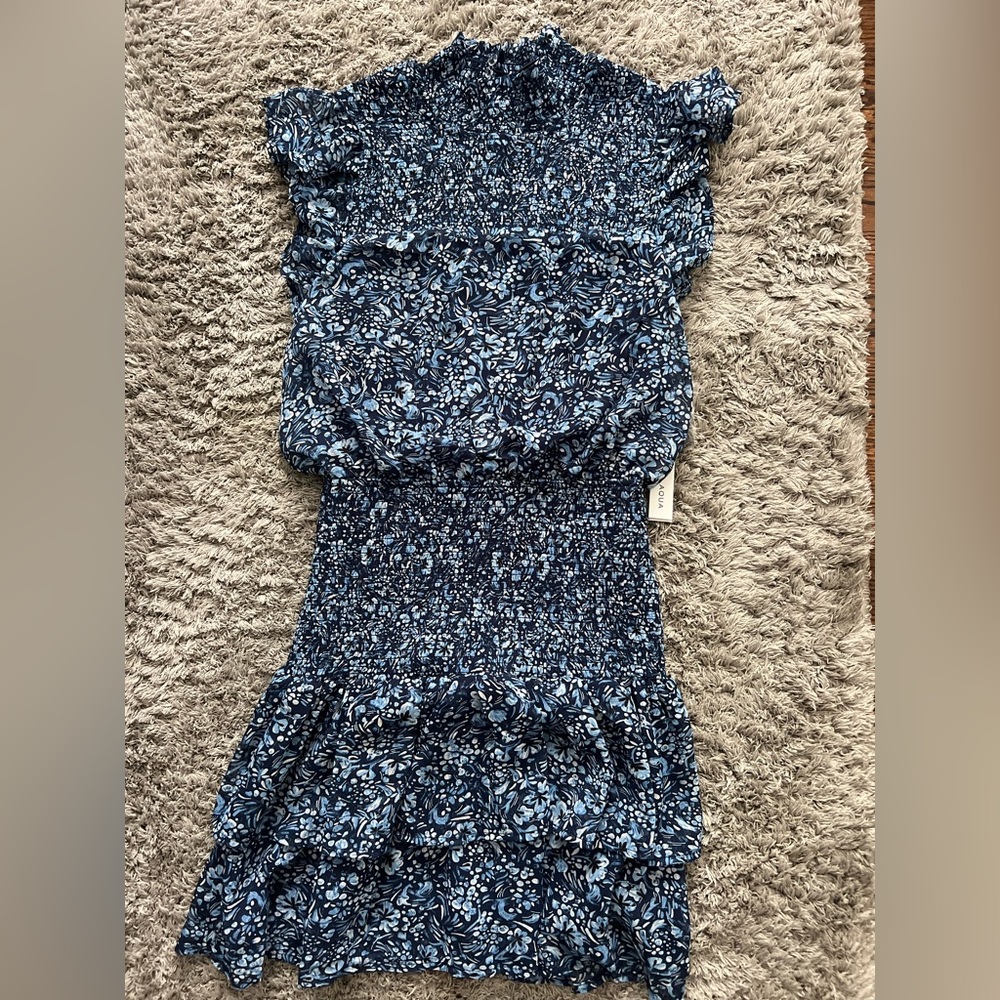XS BEAUTIFUL AQUA BLUE FLORAL DRESS
